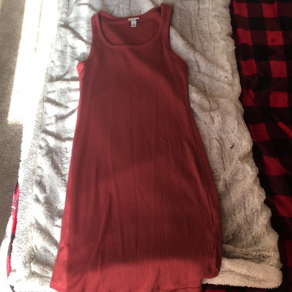 Cute Coral Color Bodycon Ribbed Dress